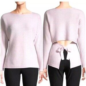 Vince Pink Wool Cashmere Sweater L Tie Back Dolman Sleeve Ribbed Knit‎